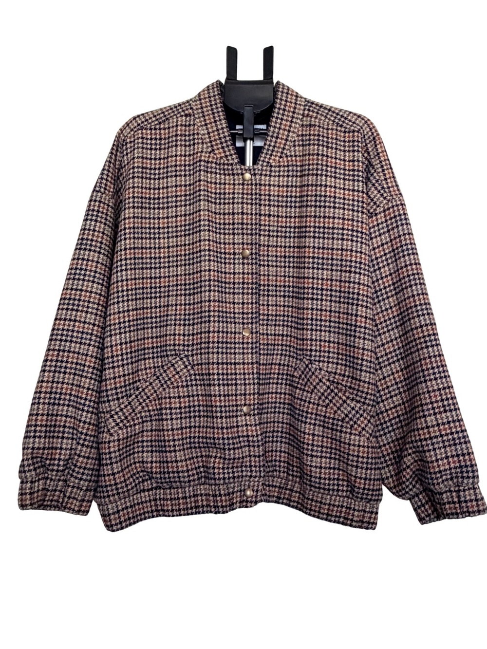 Old Navy Women’s Houndstooth Bomber Jacket - Brown Mix Plus Size